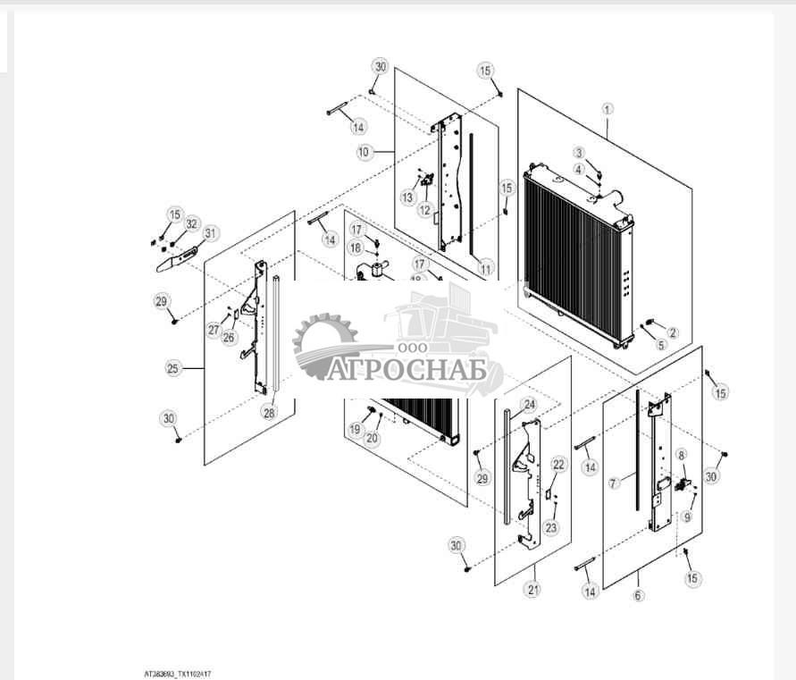 Комплект элементов системы охлаждения (двигатель 4045TT096) 